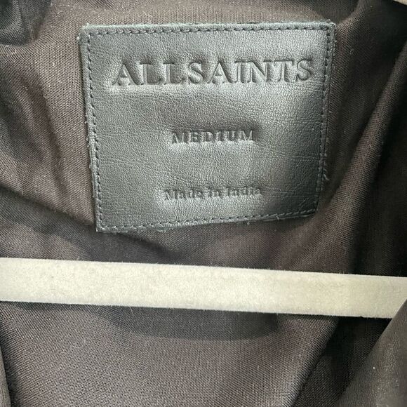 ALL SAINTS Lamb leather biker jacket in taupe grey - Picture 6 of 9
